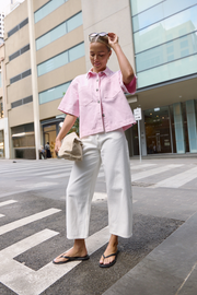 Lola Cropped Barrel Jean - White