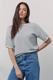 Evie Knitted Top - Navy Stripe