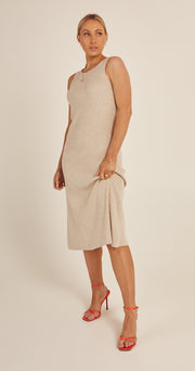 Tyla High Neck Dress - Oatmeal