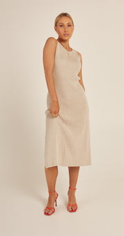Tyla High Neck Dress - Oatmeal