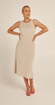 Tyla High Neck Dress - Oatmeal