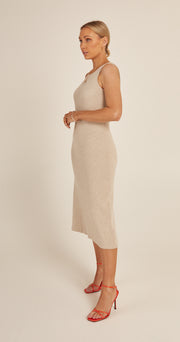 Tyla High Neck Dress - Oatmeal
