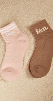Ankle Sock Twin Pack - Blush & Latte