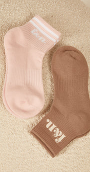 Ankle Sock Twin Pack - Blush & Latte