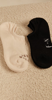 No-Show Sock Twin Pack - Cream & Black