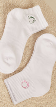 Vacation Ankle Sock Twin Pack - White
