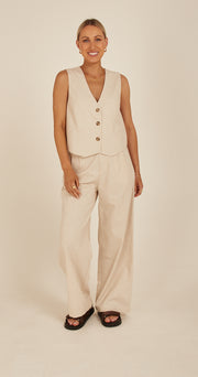 Carrie Linen Blend Vest - Cream
