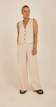 Carrie Linen Blend Vest - Cream