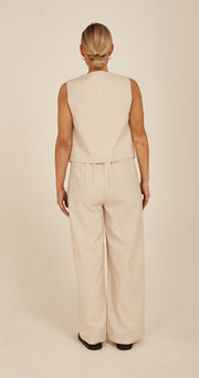 Carrie Linen Blend Vest - Cream