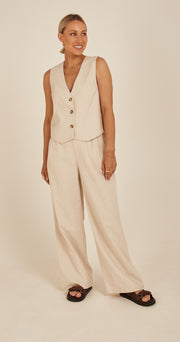 Carrie Linen Blend Vest - Cream