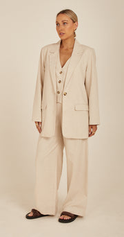 Carrie Linen Blend Blazer - Cream