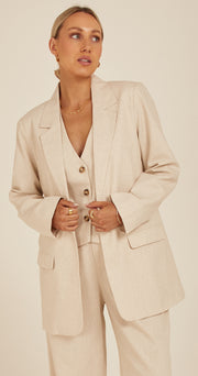 Carrie Linen Blend Blazer - Cream