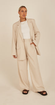 Carrie Linen Blend Blazer - Cream