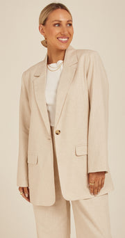 Carrie Linen Blend Blazer - Cream
