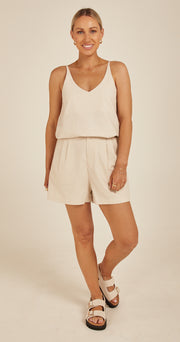 Chloe Linen Blend Cami - Cream
