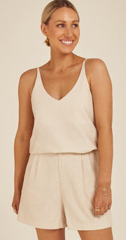 Chloe Linen Blend Cami - Cream