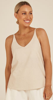 Chloe Linen Blend Cami - Cream
