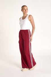 Noah Wide Pant - Burgundy Stripe