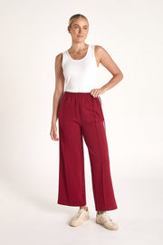 Noah Cropped Pant - Burgundy Stripe