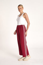Noah Cropped Pant - Burgundy Stripe
