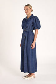 Arlo Denim Belted Dress - Dark Blue