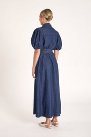 Arlo Denim Belted Dress - Dark Blue