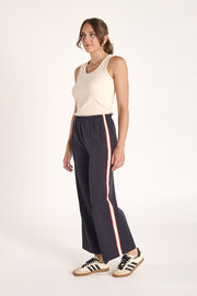 Noah Cropped Pant - Navy Multi Stripe
