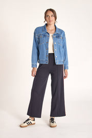 Noah Cropped Pant - Navy Multi Stripe