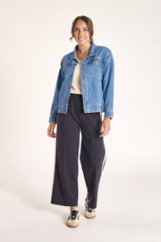 Noah Cropped Pant - Navy Multi Stripe
