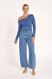 Molly Off Shoulder Top - Blue