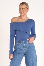 Molly Off Shoulder Top - Blue