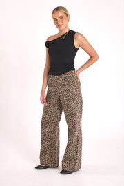 Cassie Wide Leg Jean - Dark Leopard