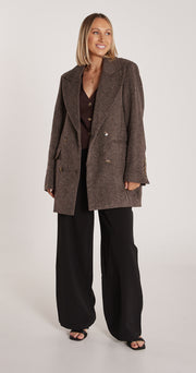 Austin Cropped Coat - Cocoa Herringbone