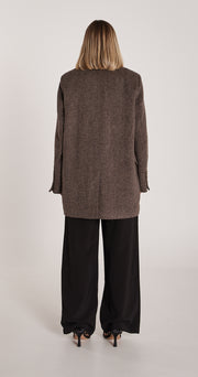 Austin Cropped Coat - Cocoa Herringbone