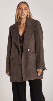 Austin Cropped Coat - Cocoa Herringbone