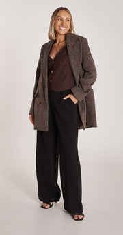 Austin Cropped Coat - Cocoa Herringbone
