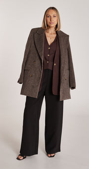 Austin Cropped Coat - Cocoa Herringbone