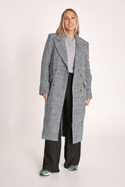 Austin Trench Coat - Navy Green Check