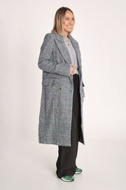 Austin Trench Coat - Navy Green Check