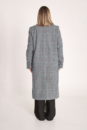 Austin Trench Coat - Navy Green Check