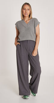 Jasper Knitted Vest - Grey Marle