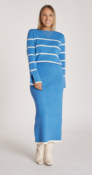 Harriet Ribbed Skirt - Blue Cream