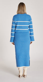 Harriet Ribbed Skirt - Blue Cream