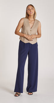 Carrie Linen Blend Vest - Camel