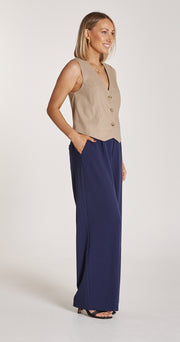 Carrie Linen Blend Vest - Camel