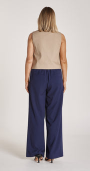 Carrie Linen Blend Vest - Camel
