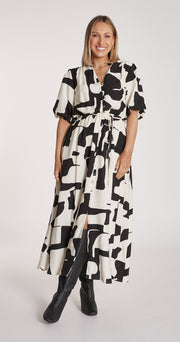 Bailey Dress - Black Cream Print