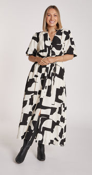 Bailey Dress - Black Cream Print