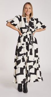 Bailey Dress - Black Cream Print