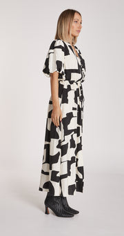 Bailey Dress - Black Cream Print